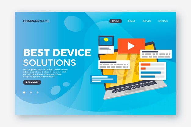 Página de destino con plantilla para computadora portátil