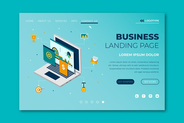 Página de destino con plantilla para computadora portátil