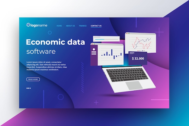 Página de destino con plantilla para computadora portátil