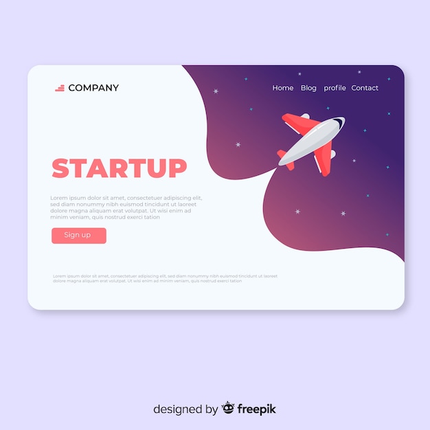 Vector gratuito página de destino para startup