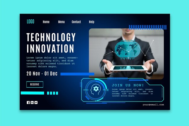 Página de destino con tecnología futurista.