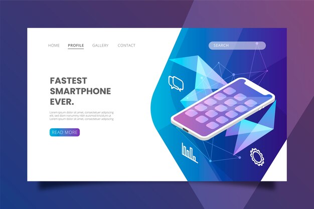 Página de destino con teléfono inteligente