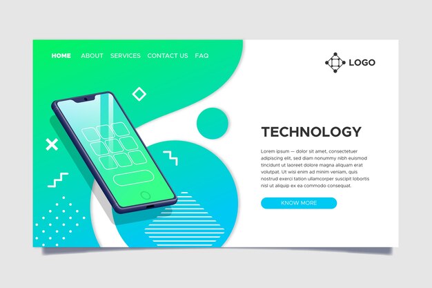 Página de destino con teléfono inteligente