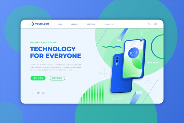 Página de destino con teléfono inteligente