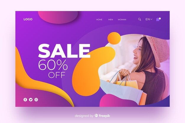 Página de destino de ventas con gradiente