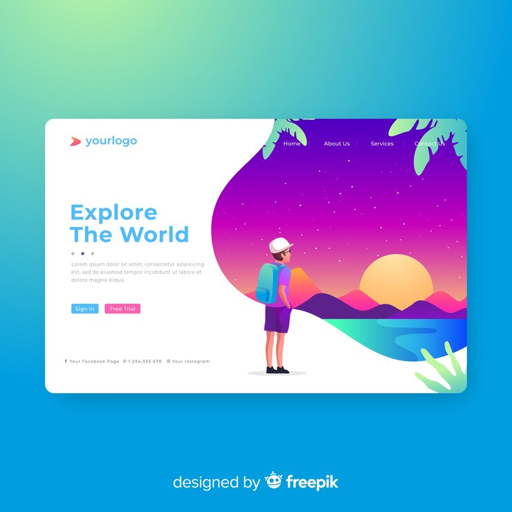 Vector gratuito página de destino de viajes