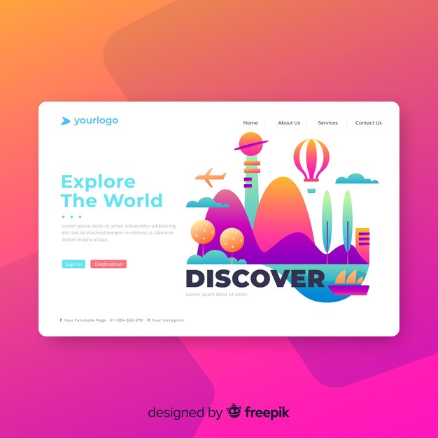 Página de destino de viajes