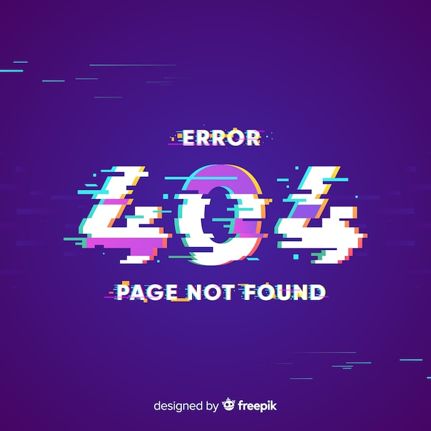 Página de error 404 con distorsión