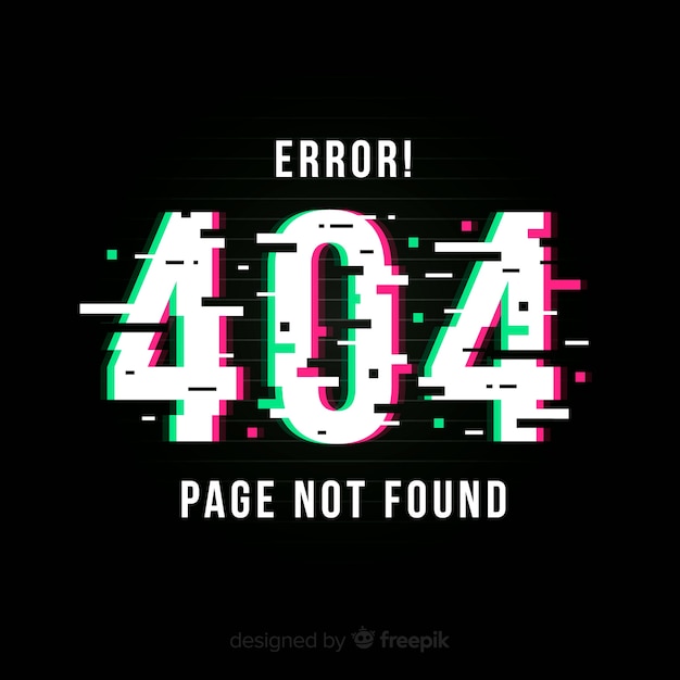 Página de error 404 con distorsión
