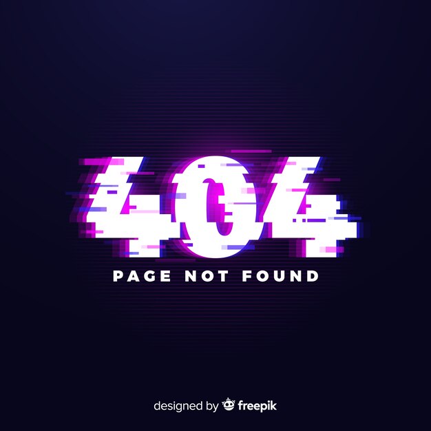 Página de error 404 con distorsión