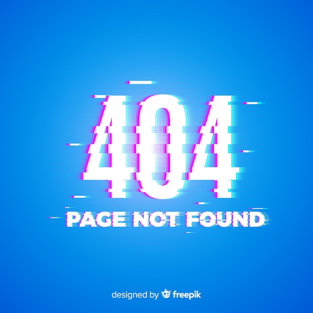 Página de error 404 con distorsión