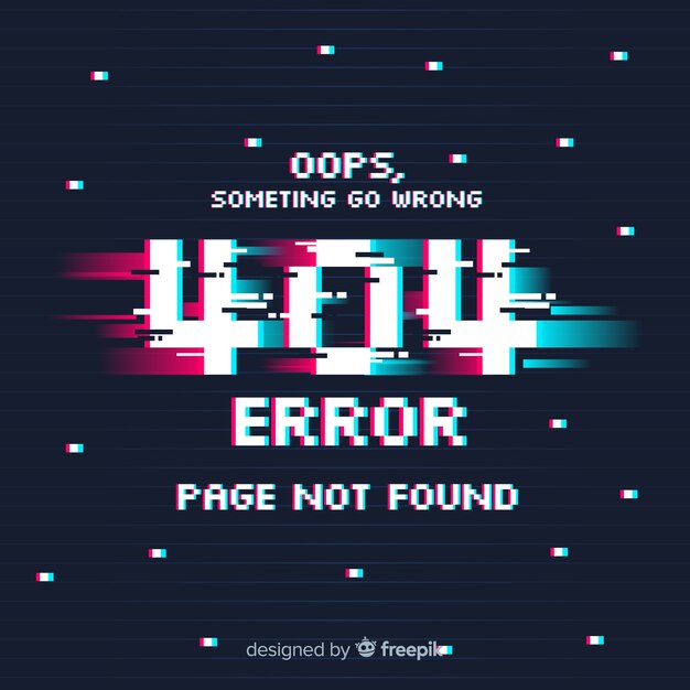 Página de error 404 con fallo técnico