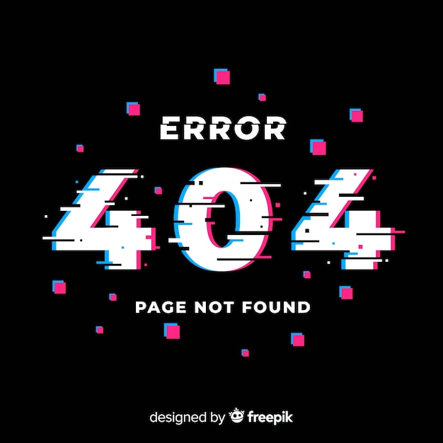 Página de error 404 con fallo técnico