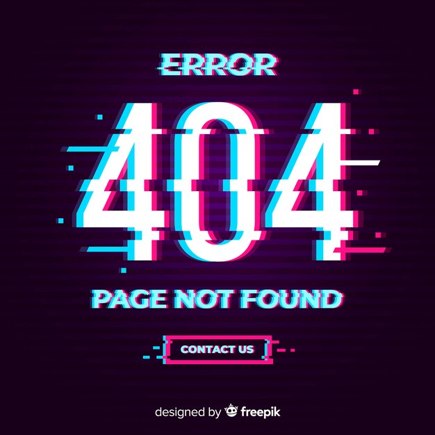 Página de error 404 con fallo técnico