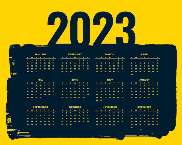 Página imprimible de diseño de calendario abstracto 2023