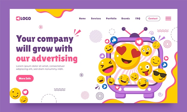 Vector gratuito página de inicio de la agencia de publicidad de diseño plano