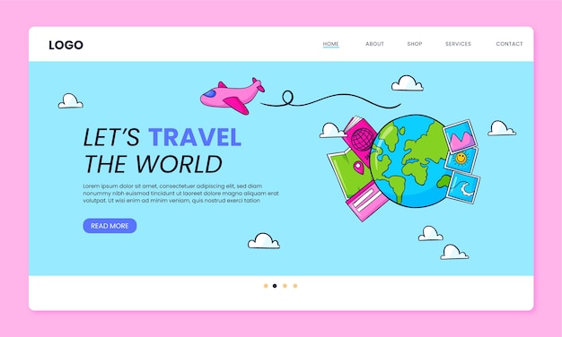 Vector gratuito página de inicio de agencia de viajes dibujada a mano