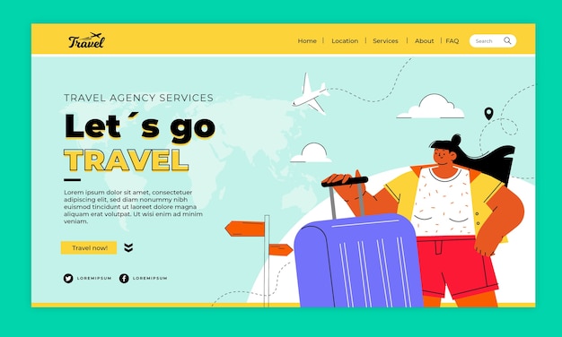 Página de inicio de agencia de viajes dibujada a mano