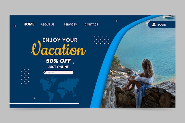 Vector gratuito página de inicio de agencia de viajes de diseño plano