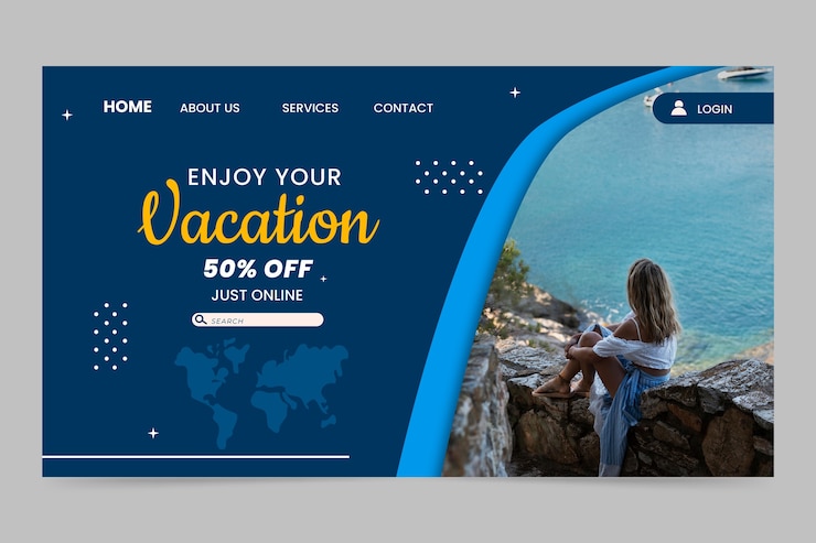 Vector gratuito página de inicio de agencia de viajes de diseño plano