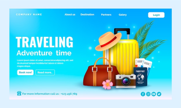 Vector gratuito página de inicio de agencia de viajes realista