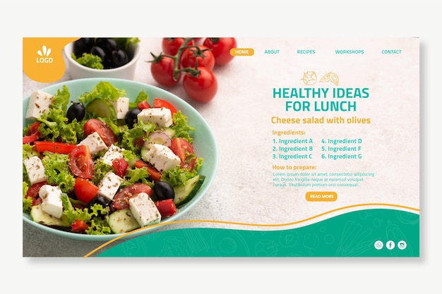 Vector gratuito página de inicio de alimentos bio y saludables