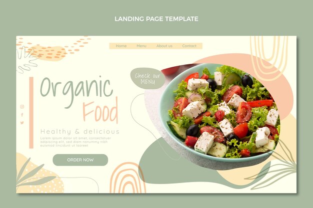 Página de inicio de alimentos orgánicos de diseño plano