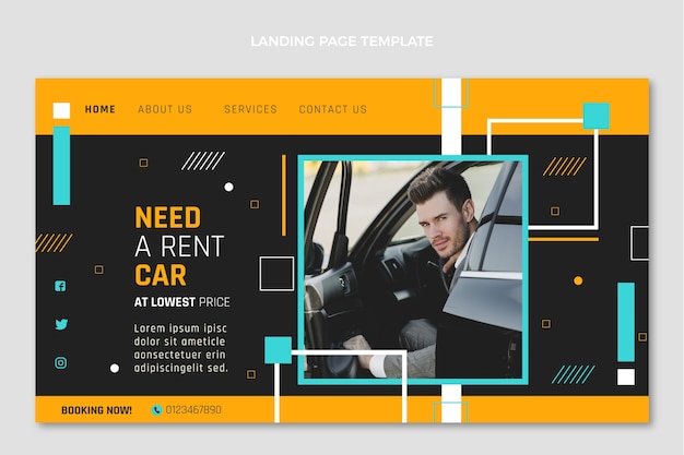 Vector gratuito página de inicio de alquiler de coches de diseño plano