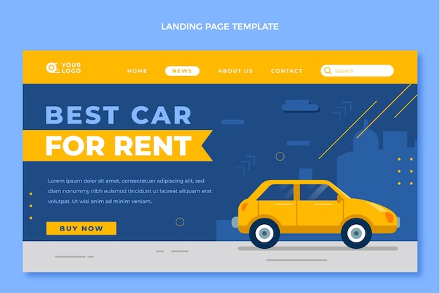 Vector gratuito página de inicio de alquiler de coches de diseño plano