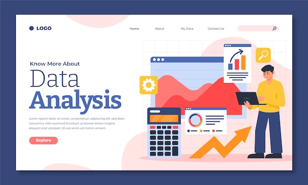 Vector gratuito página de inicio de análisis de datos dibujada a mano