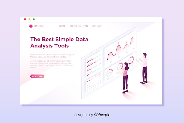 Vector gratuito página de inicio de análisis de datos isométricos