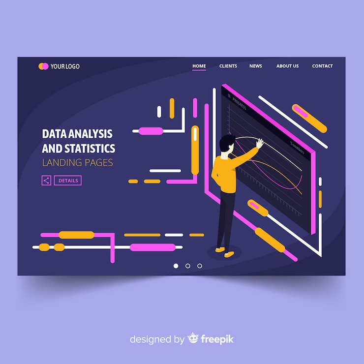 Vector gratuito página de inicio de análisis de datos