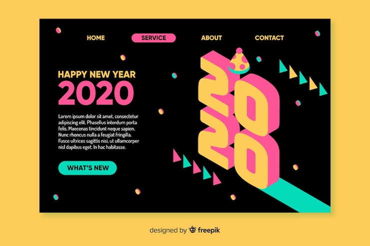 Vector gratuito página de inicio de año nuevo de diseño plano