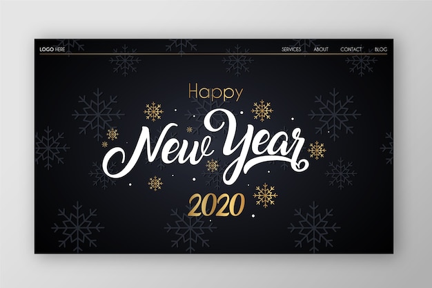 Vector gratuito página de inicio de año nuevo de diseño plano