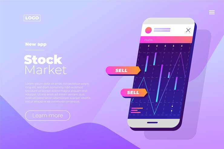 Vector gratuito página de inicio de la aplicación de bolsa