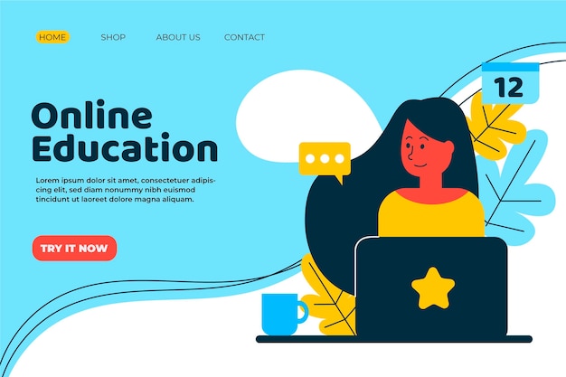 Vector gratuito página de inicio de aprendizaje en línea dibujada a mano