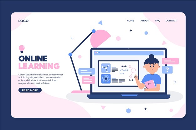 Página de inicio de aprendizaje en línea plana lineal