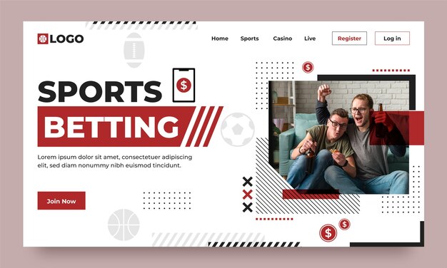 Página de inicio de apuestas deportivas de diseño plano