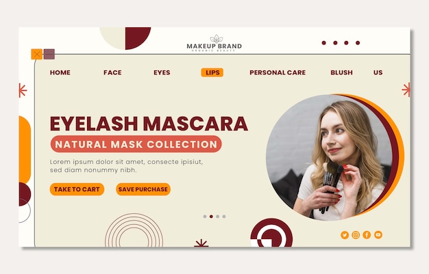 Vector gratuito página de inicio de artista de maquillaje de diseño plano