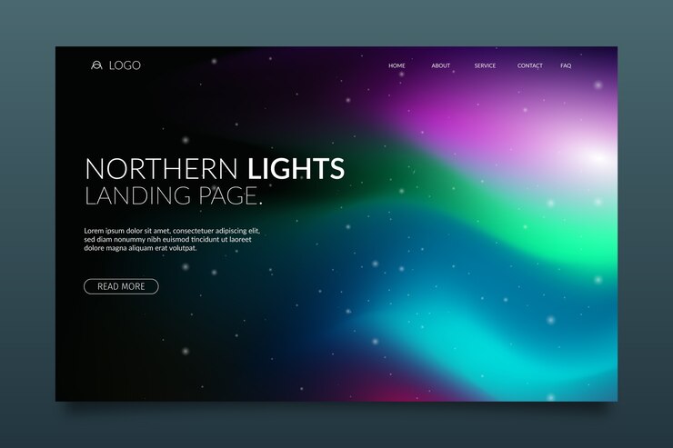 Vector gratuito página de inicio de la aurora boreal