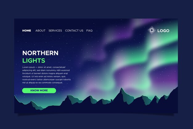Página de inicio de la aurora boreal