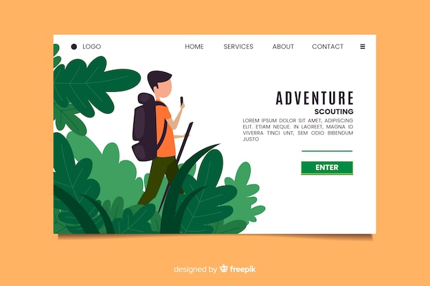 Vector gratuito página de inicio de la aventura de exploración