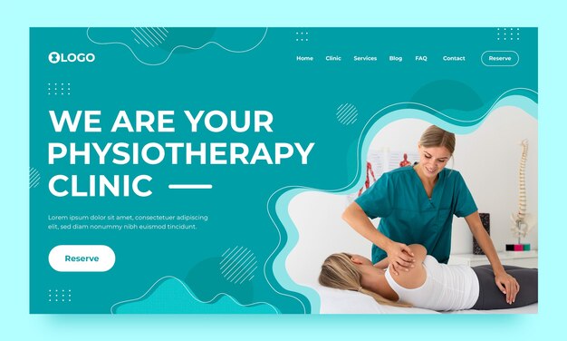 Página de inicio de ayuda de fisioterapeuta dibujada a mano