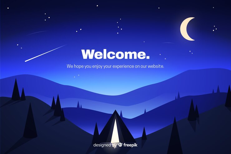 Vector gratuito página de inicio azul con paisaje degradado