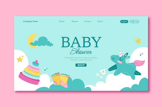 Vector gratuito página de inicio de baby shower dibujada a mano