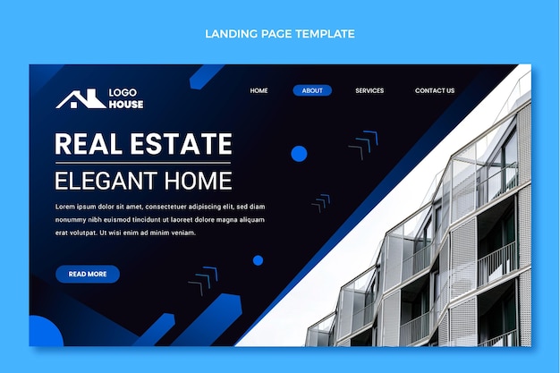 Vector gratuito página de inicio de bienes raíces degradado