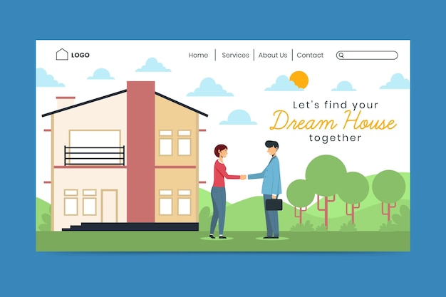 Vector gratuito página de inicio de bienes raíces