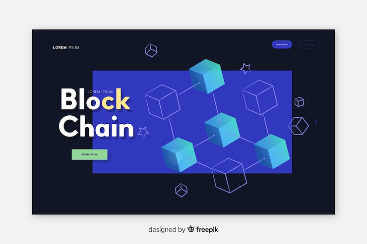 Vector gratuito página de inicio de blockchain