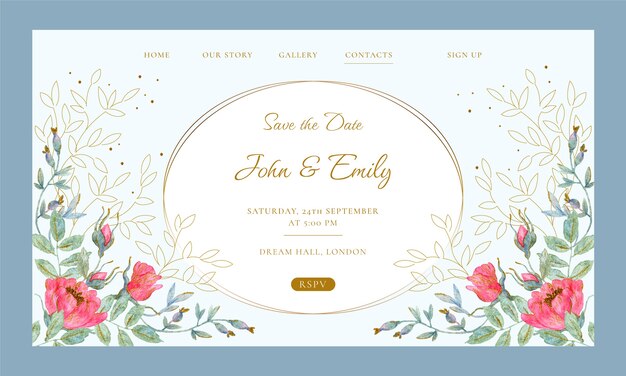 página de inicio de boda clásica