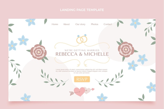 Vector gratuito página de inicio de boda dibujada a mano
